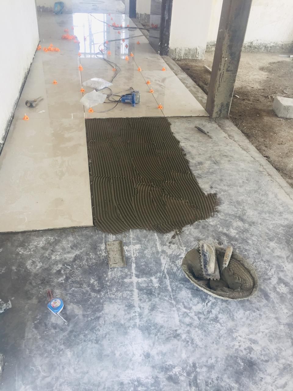 Commercial Project Entrance Lobby Tiling Work